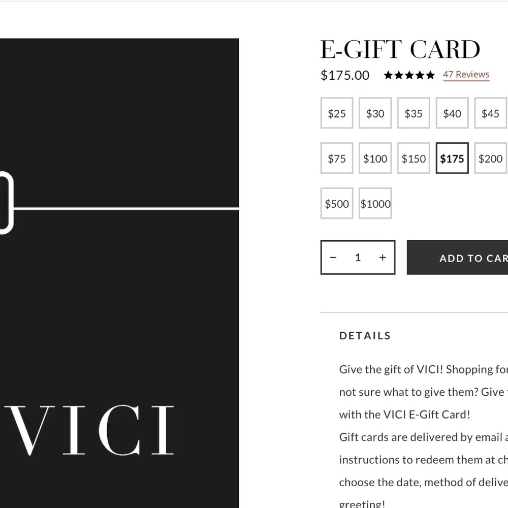 Vici E-Gift Card valued $187 - Picture 2 of 3
